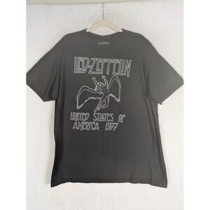 Led Zeppelin Graphic T-Shirt Men's XL Black 1977 US Tour Icarus Short Sleeve